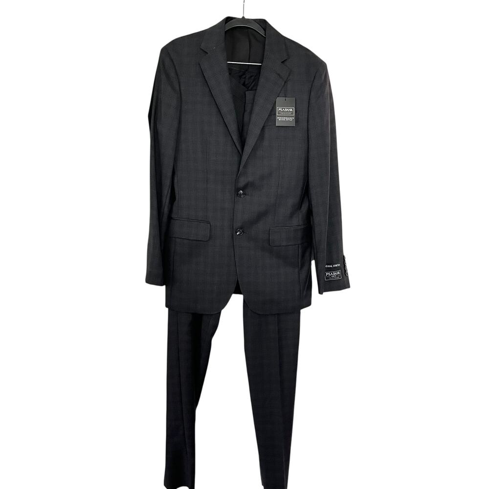 Jos. A. Bank Traveler Brown Wool Plaid Two Piece Suit Set Men’s Size 36R/30W NWT